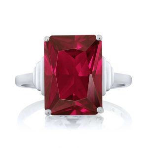 Large Ruby Red 925 Sterling Silver Costume Fashion Cocktail Ring